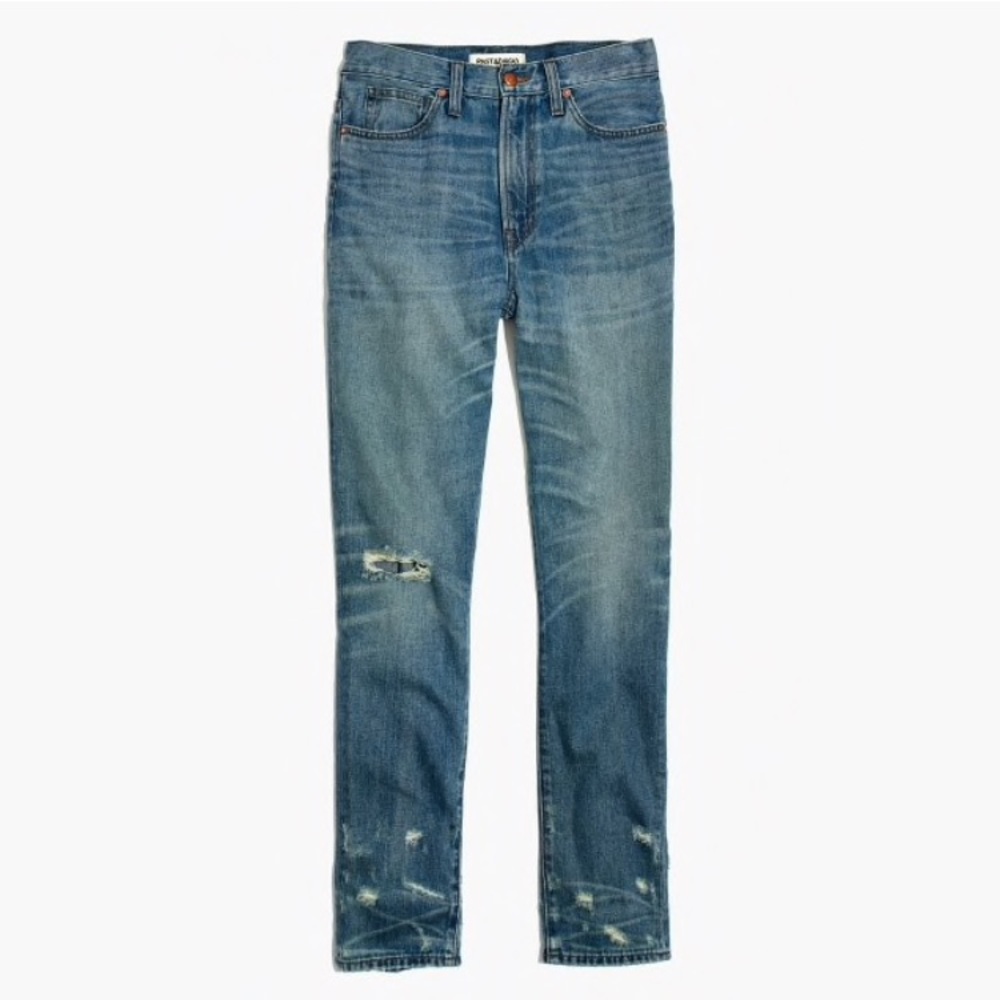 Rivet and Thread Distressed Jeans: New!